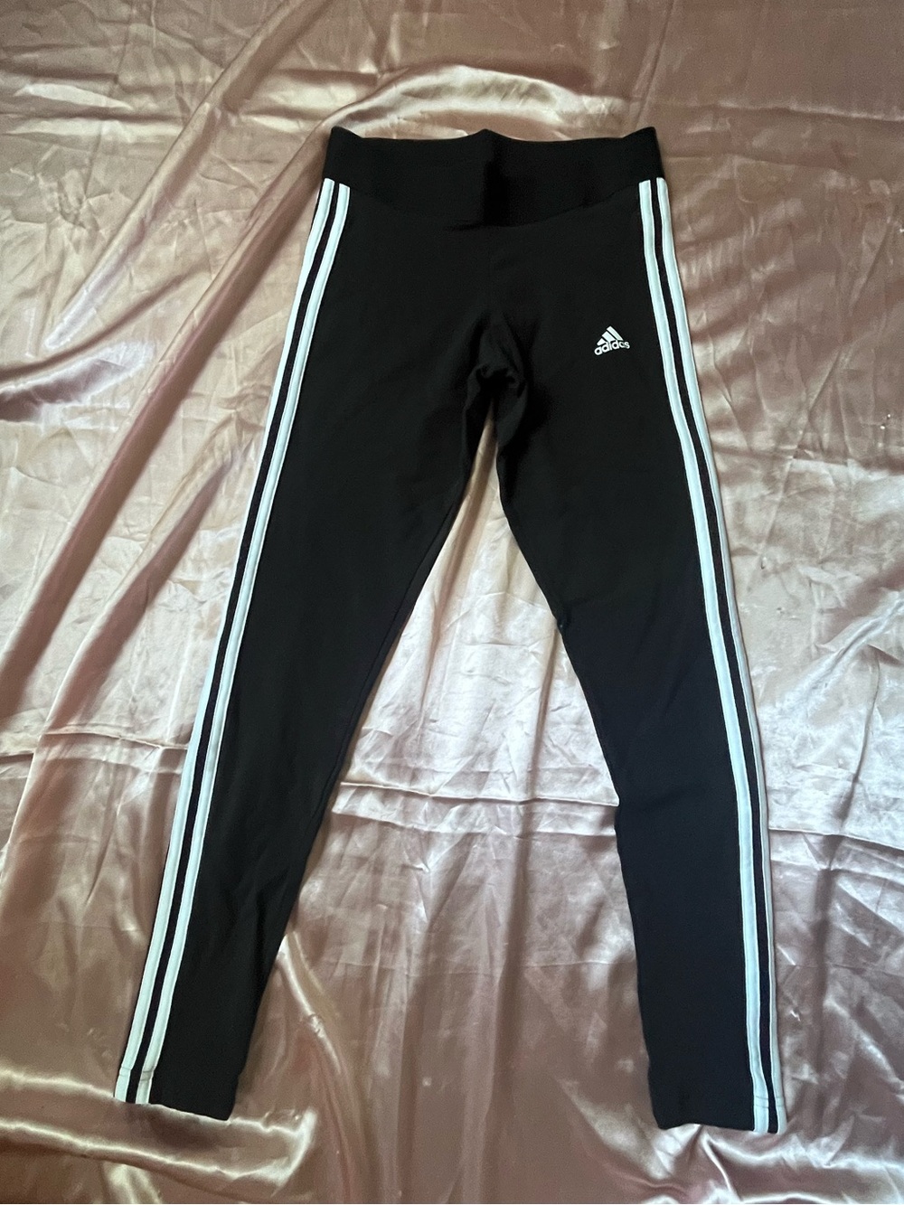 adidas Black Leggings with White Triple Stripes